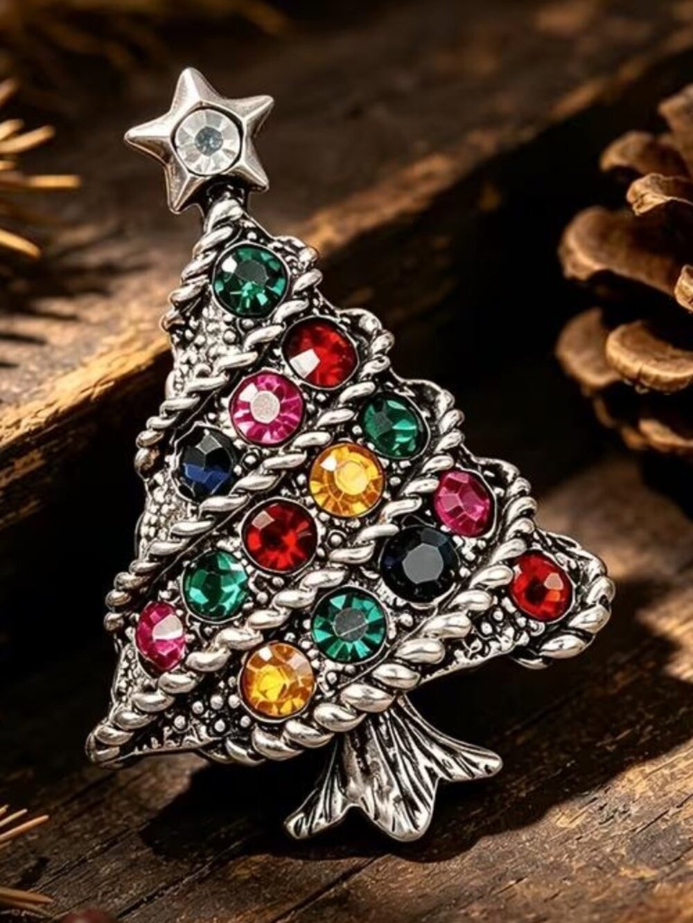ANTIQUED SILVER TREE BROOCH